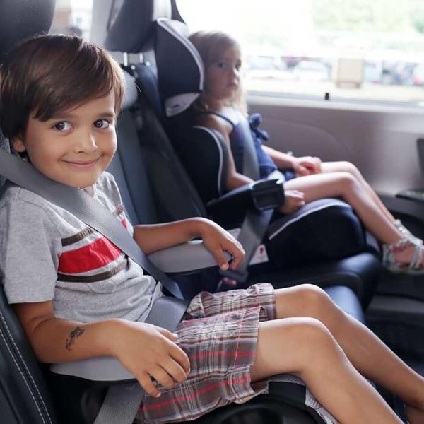 Boy Girl Children Listen Audiobooks Vehicle Road Trip